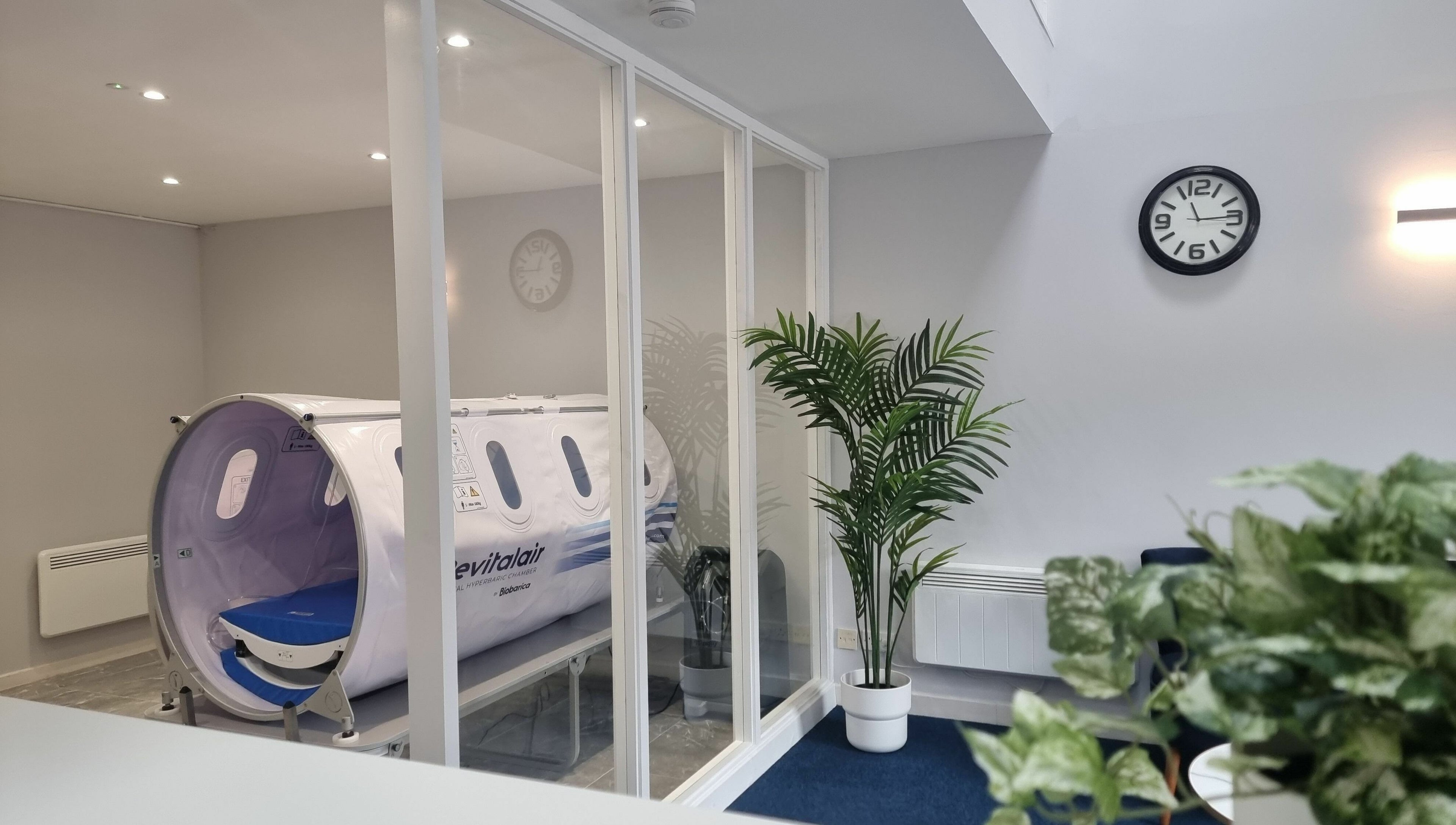 Modern hyperbaric chamber at HyperHealth Ltd., Ayr, Scotland, GB, enhancing wellness and relaxation.