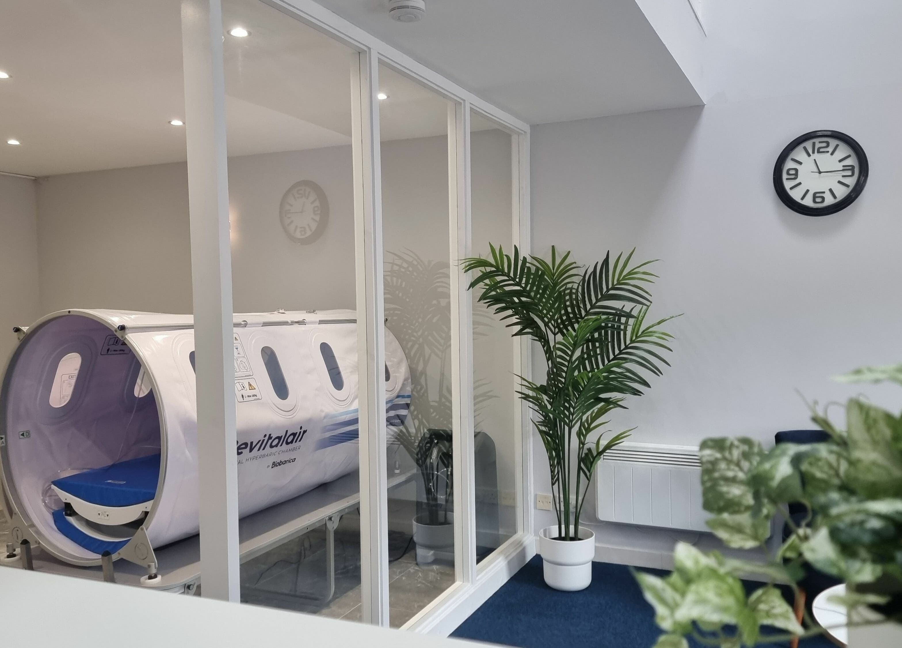 Modern hyperbaric chamber at HyperHealth Ltd., Ayr, Scotland, GB, enhancing wellness and relaxation.