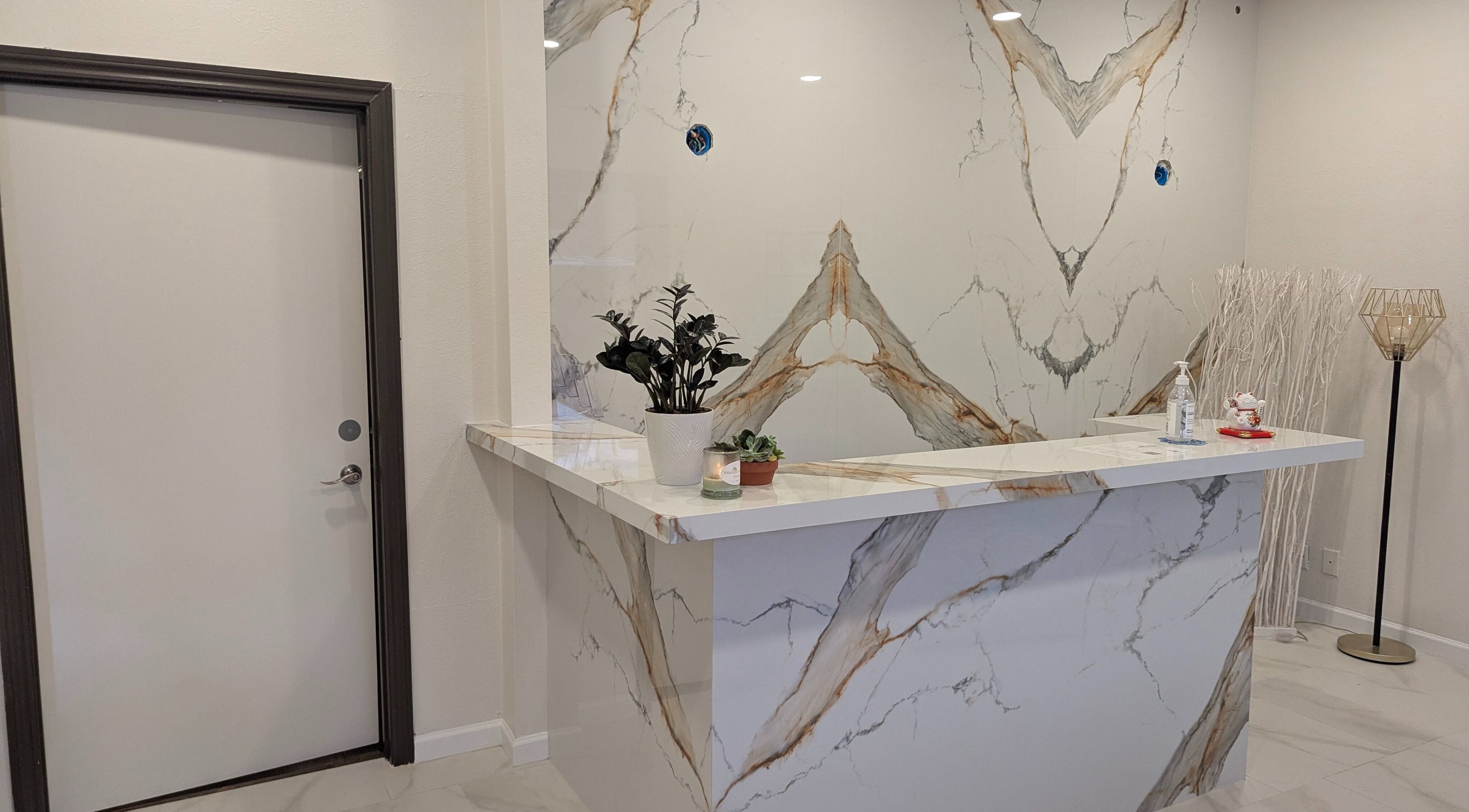 Reception area at FULSHEAR, TX - Identity Aesthetics, showcasing modern design in Fulshear, Texas, US.