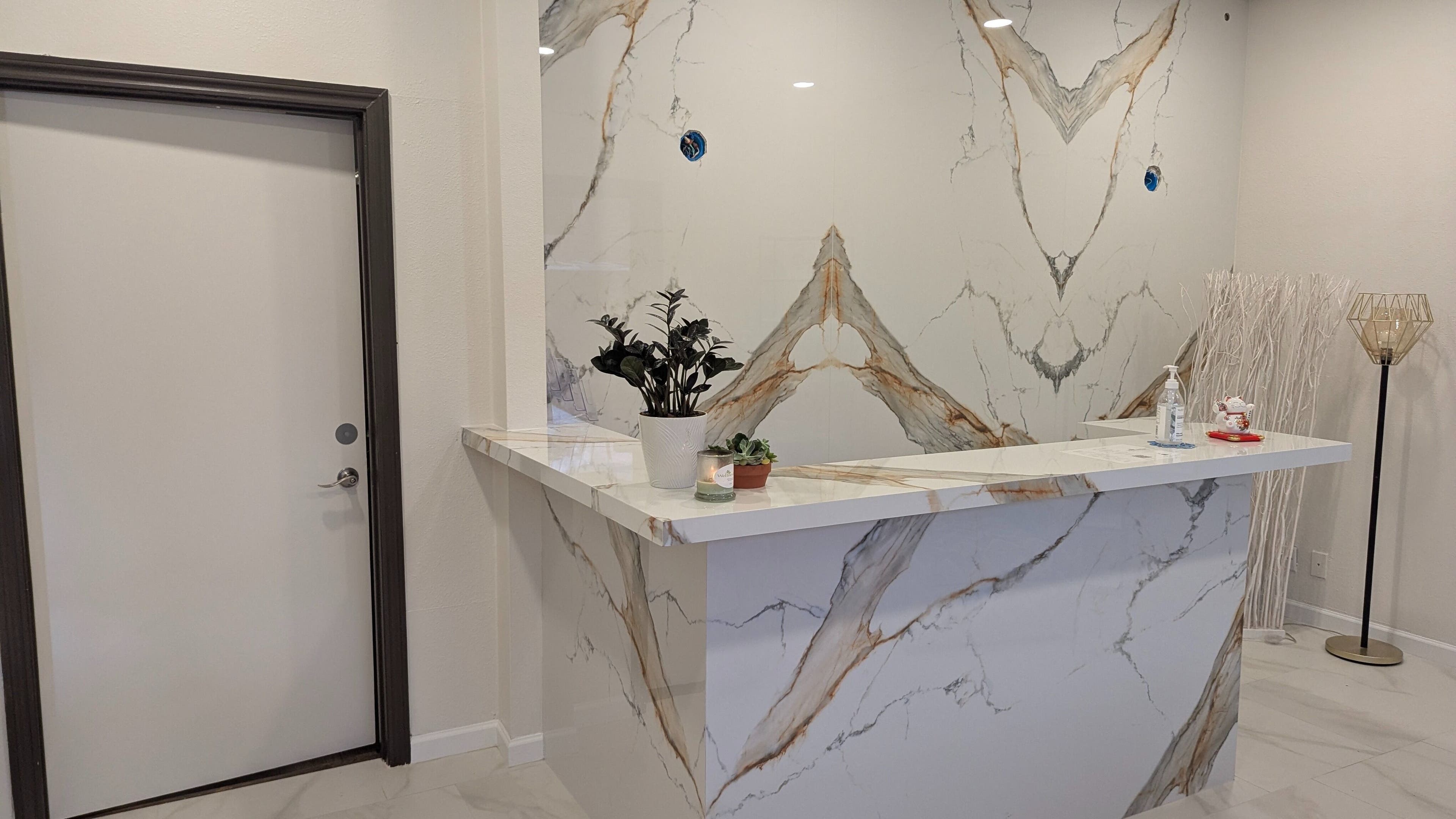 Reception area at FULSHEAR, TX - Identity Aesthetics, showcasing modern design in Fulshear, Texas, US.