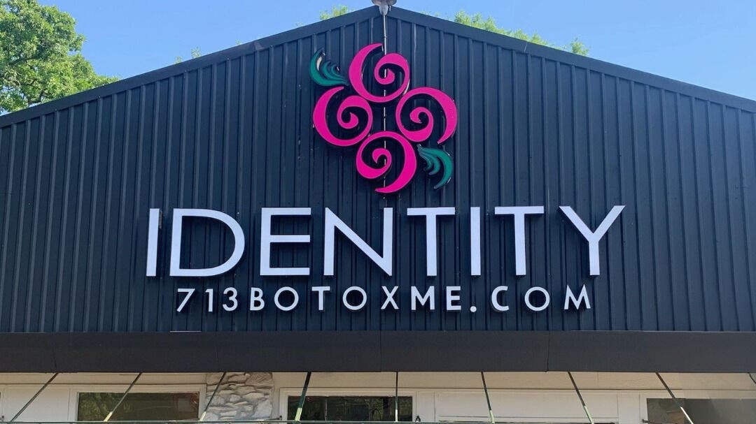 CONROE, TX - Identity Aesthetics exterior signage in Conroe, Texas, US.