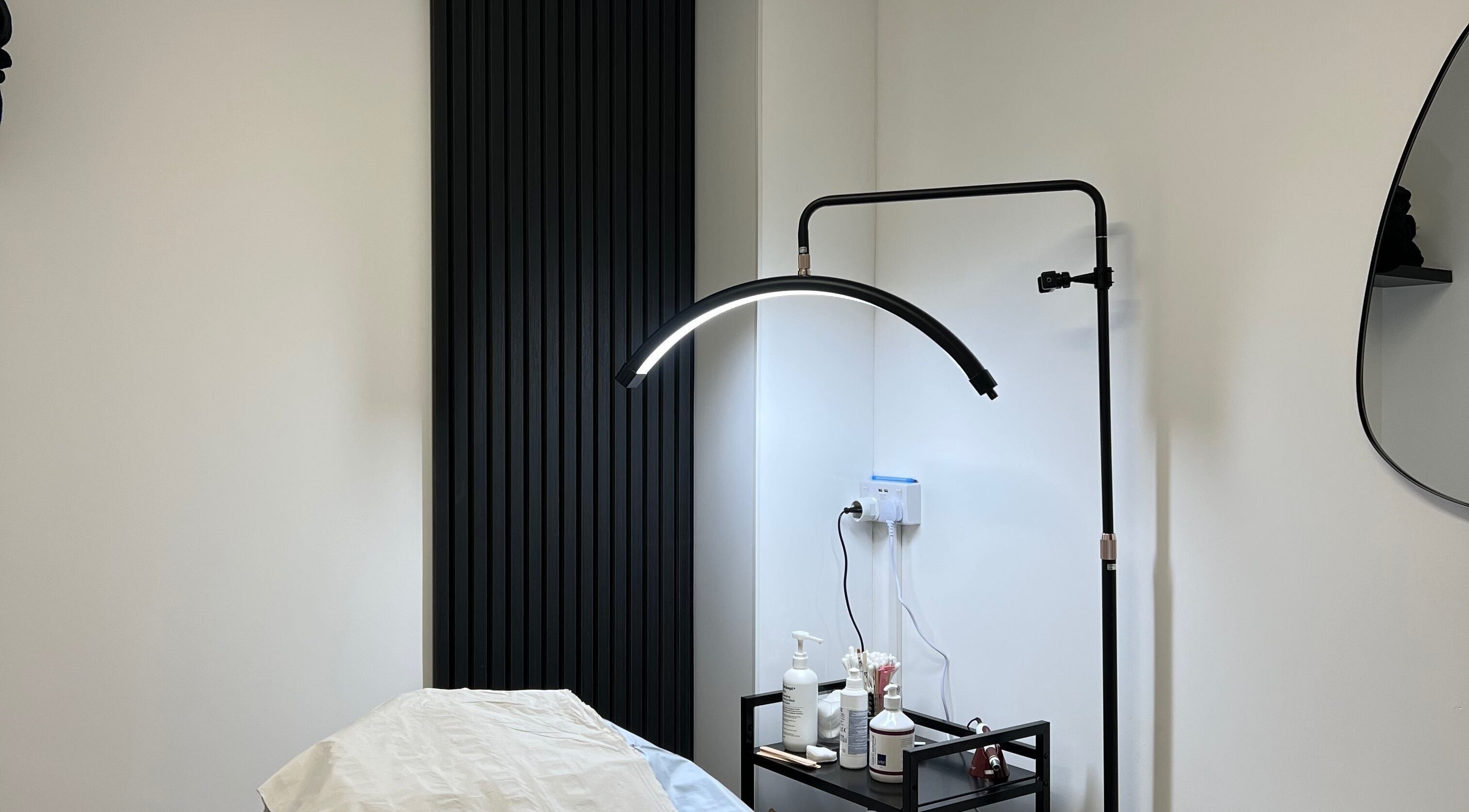 Aesthetic treatment room at Aesthetics with Lily in Market Harborough, England, GB. Modern decor and equipment.