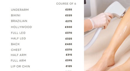 Aesthetics with Lily laser pricing list and leg treatment in Market Harborough, England, GB.