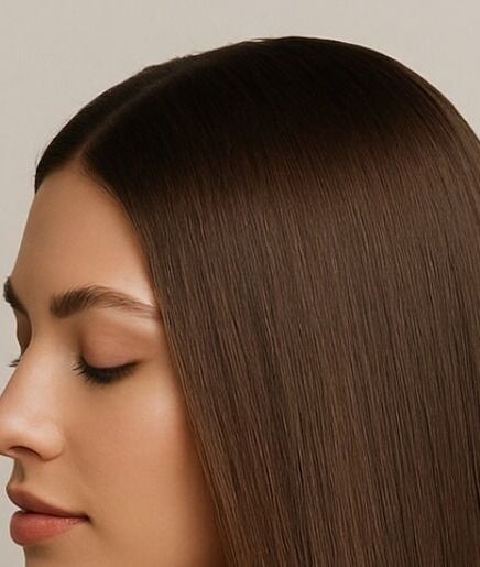 Close-up of woman with sleek hair at Diana Giraldo, London, England, GB.