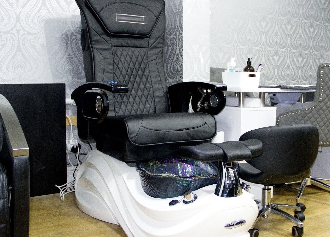 Elegant pedicure chair at Glow Beauty Works, Dartford, England, GB for a relaxing beauty experience.