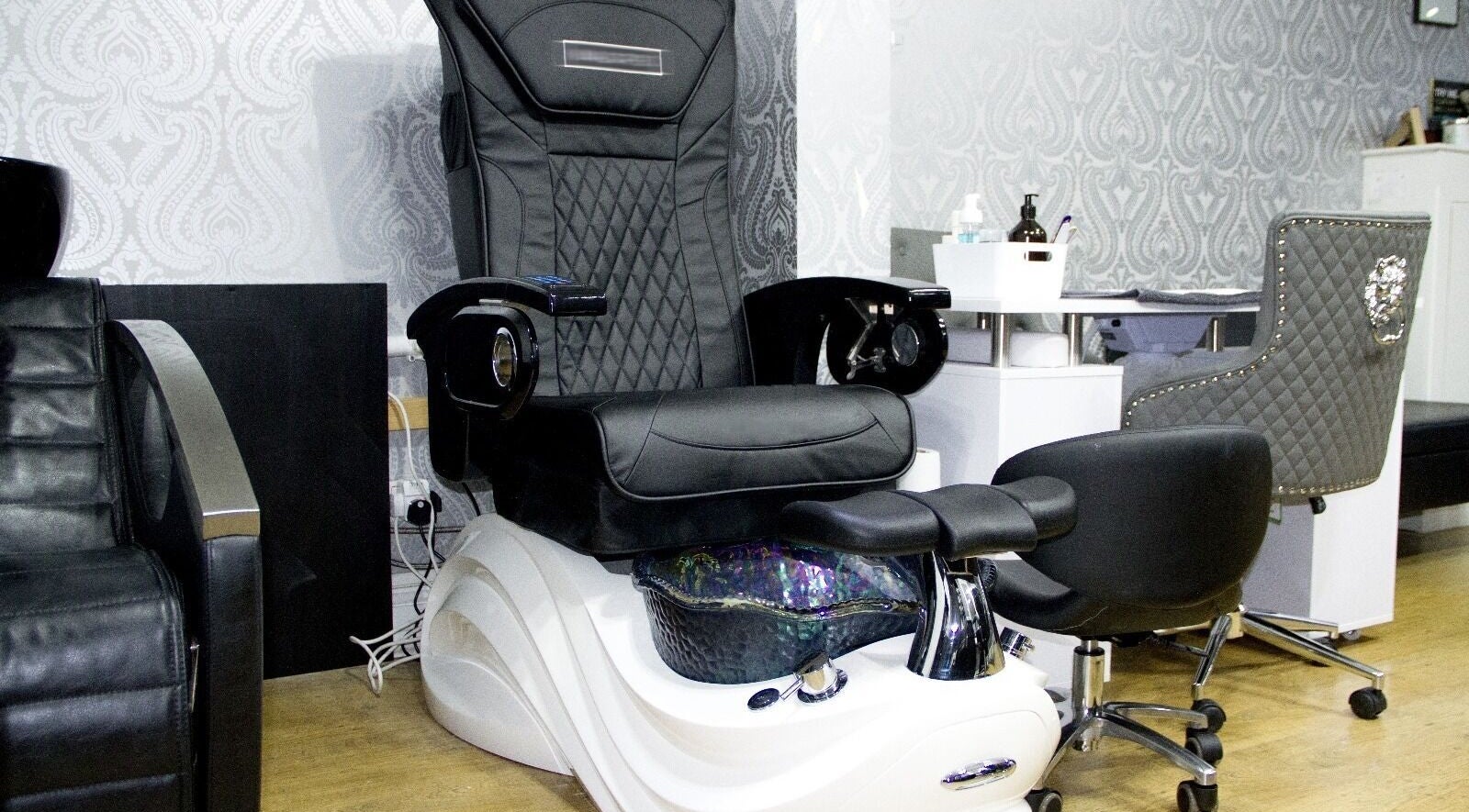 Elegant pedicure chair at Glow Beauty Works, Dartford, England, GB for a relaxing beauty experience.