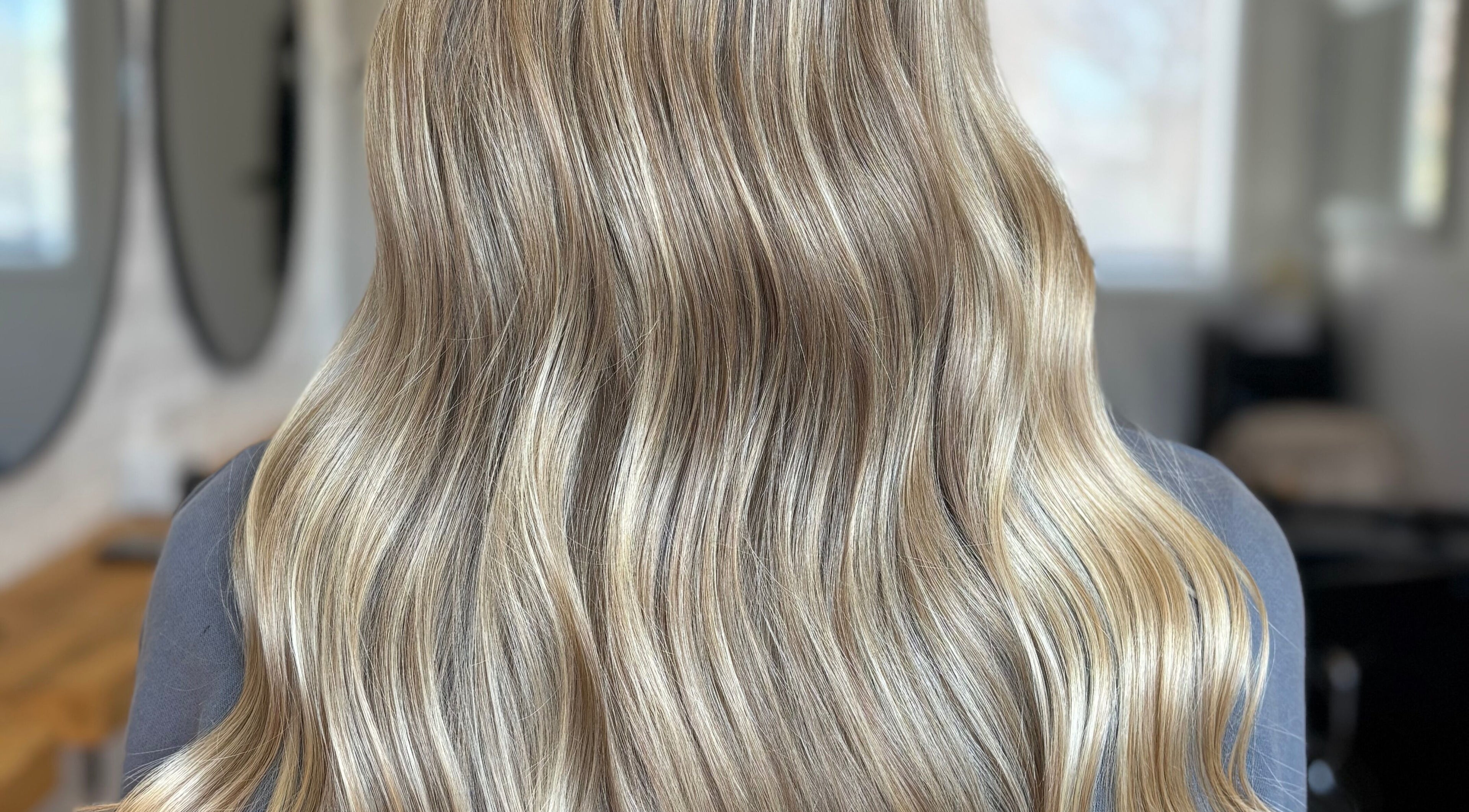 Flowing, sunlit blonde hair styled at Hair By Claudia, Cootamundra, New South Wales, AU