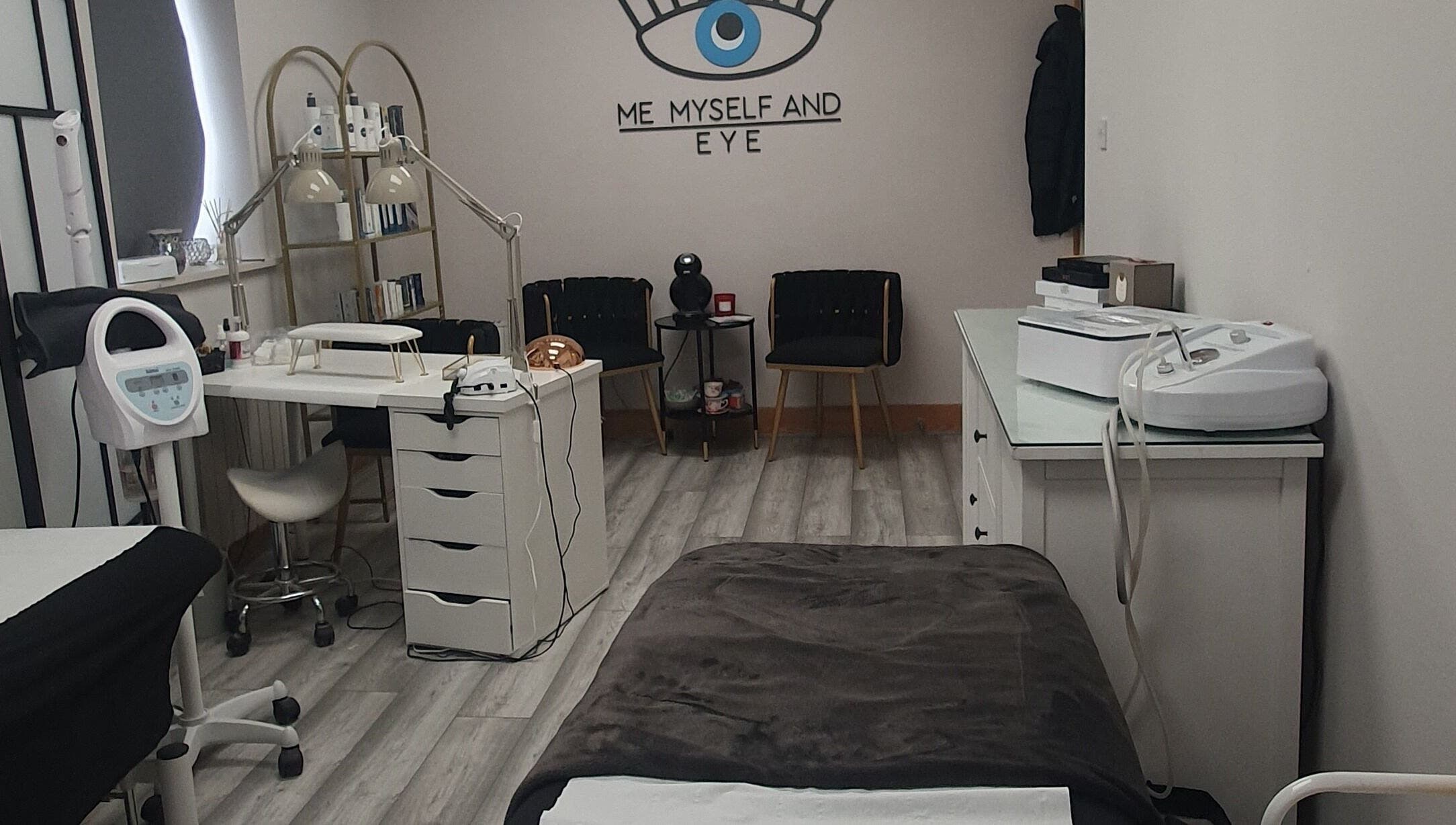 Interior of Me Myself And Eye spa room in Dublin, County Dublin, IE with beauty treatment setup.