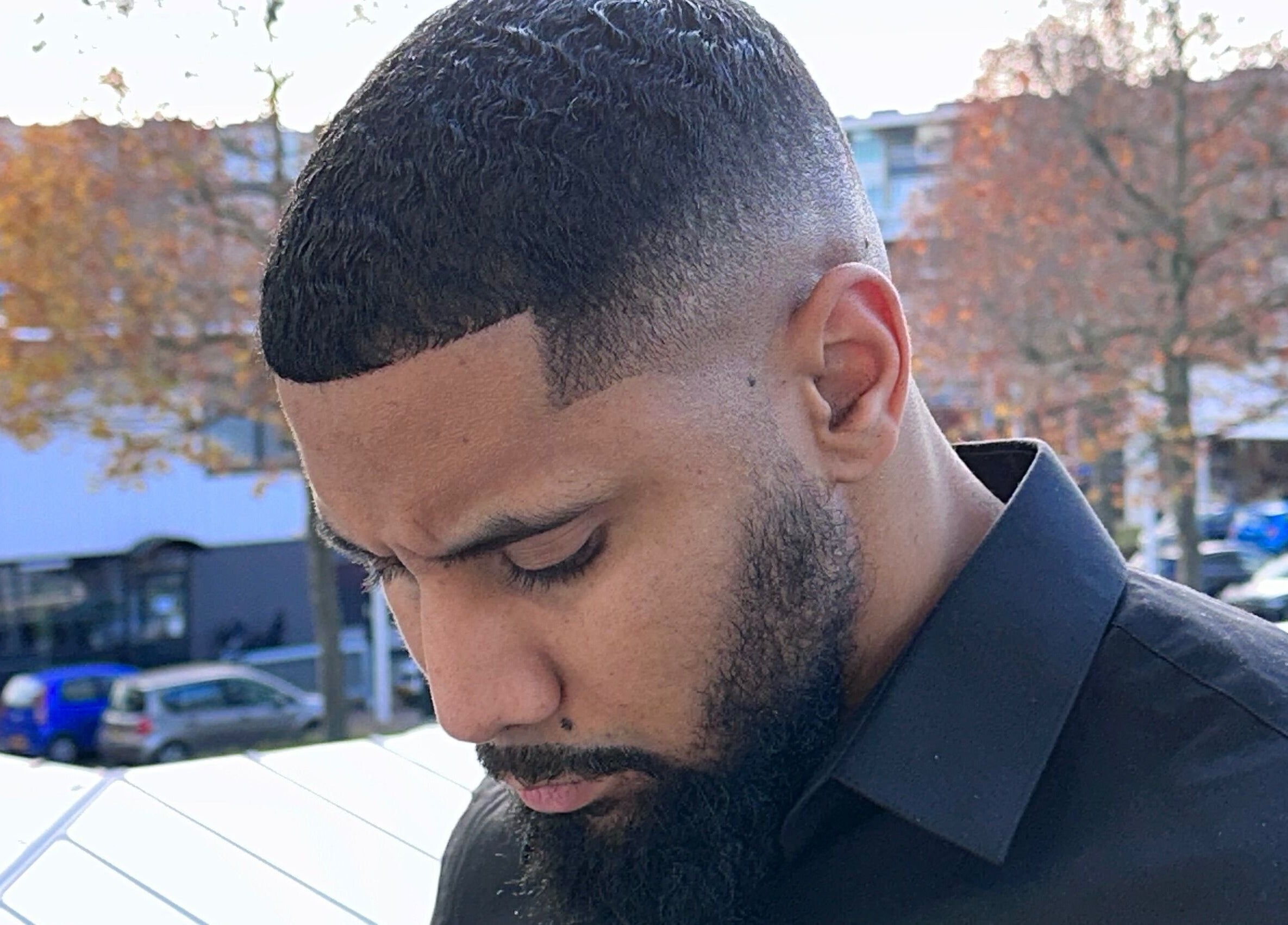 Close-up of a fresh fade haircut outdoors at AB Styles and Services in Dordrecht, Zuid-holland, NL.