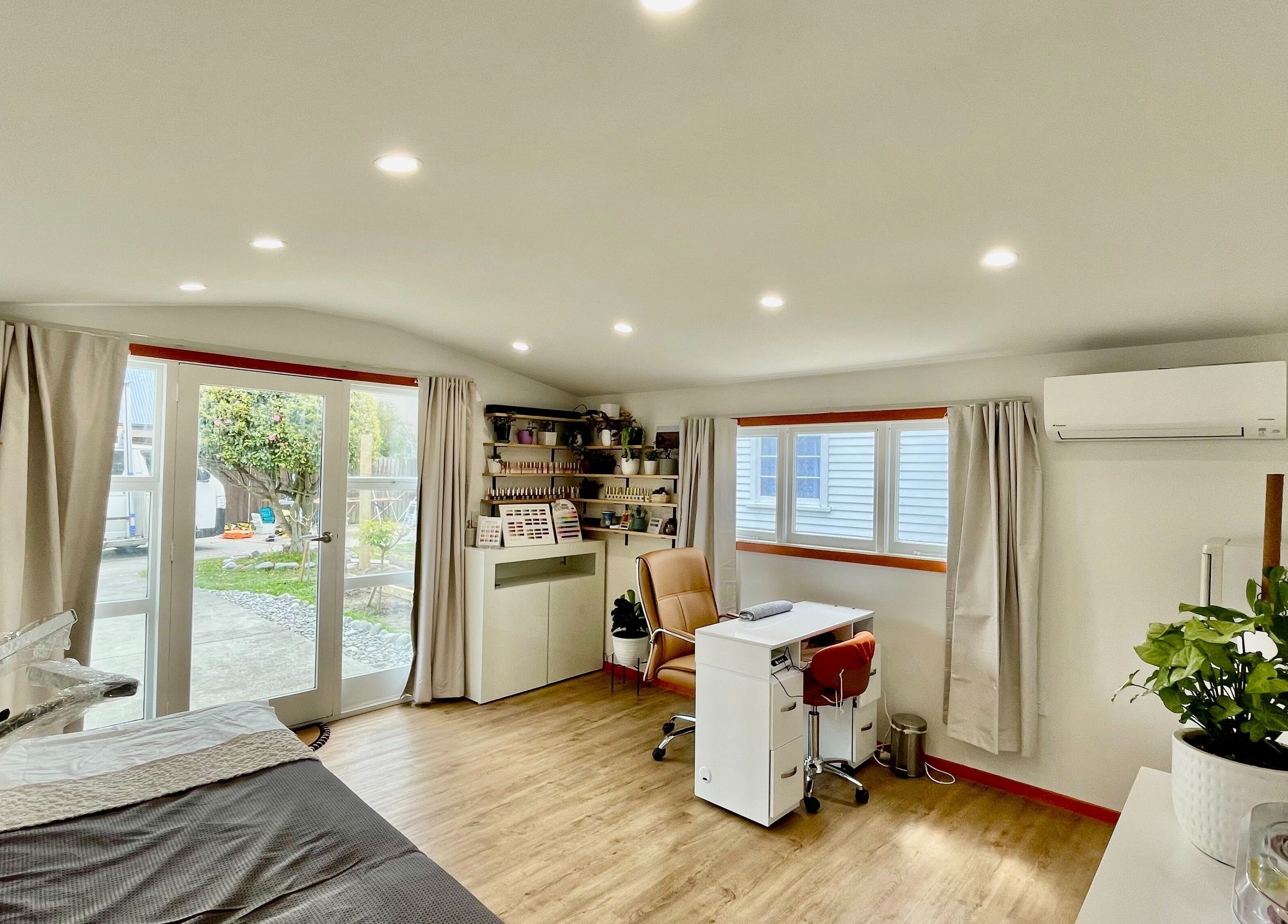 Bright, modern treatment room in Mercury Beauty Studio, Christchurch, Canterbury, NZ, with natural light.
