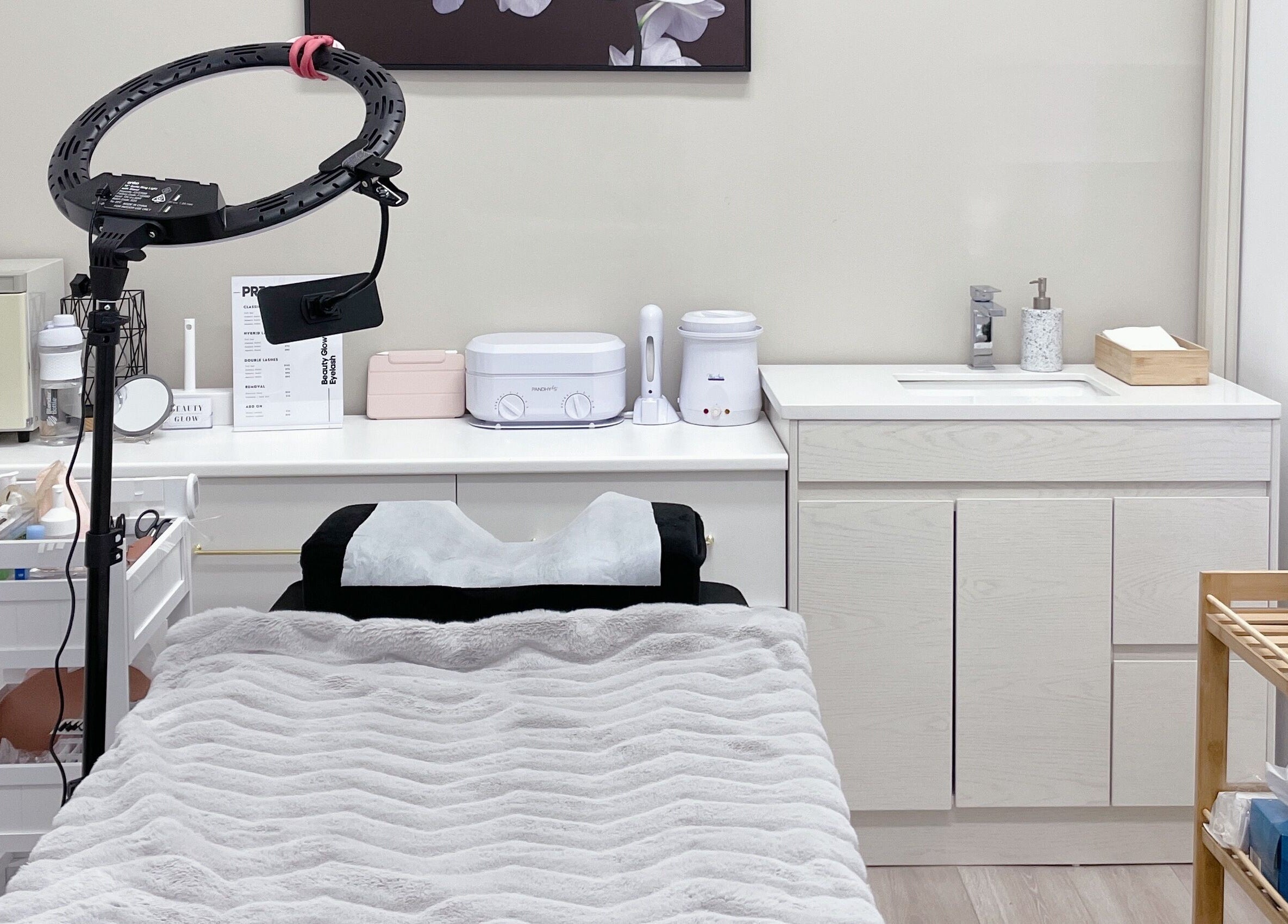 Treatment room at Beauty Glow Eyelash, Bentleigh East, Victoria, AU, featuring a modern setup for wellness.