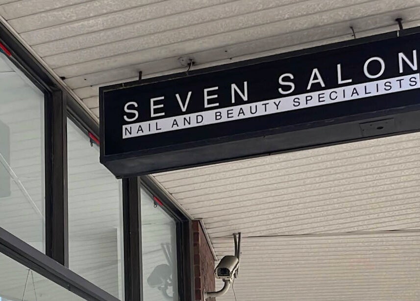 Sign reading 'Seven Salon' outside Beauty Glow Eyelash, Bentleigh East, Victoria, AU.