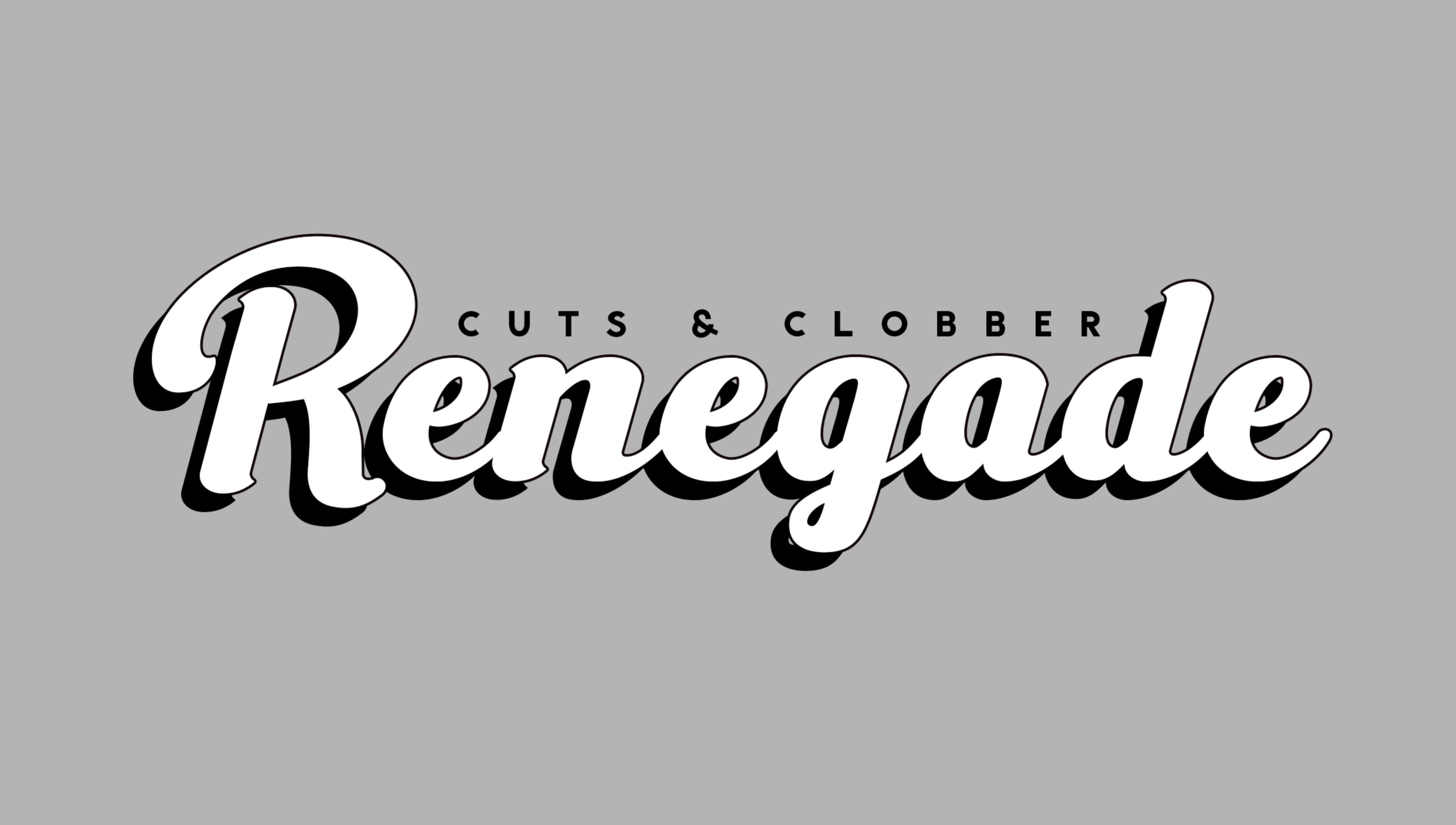 Renegade: Cuts and Clobber logo, Douglas, Douglas, IM. Stylish branding for your beauty and wellness needs.