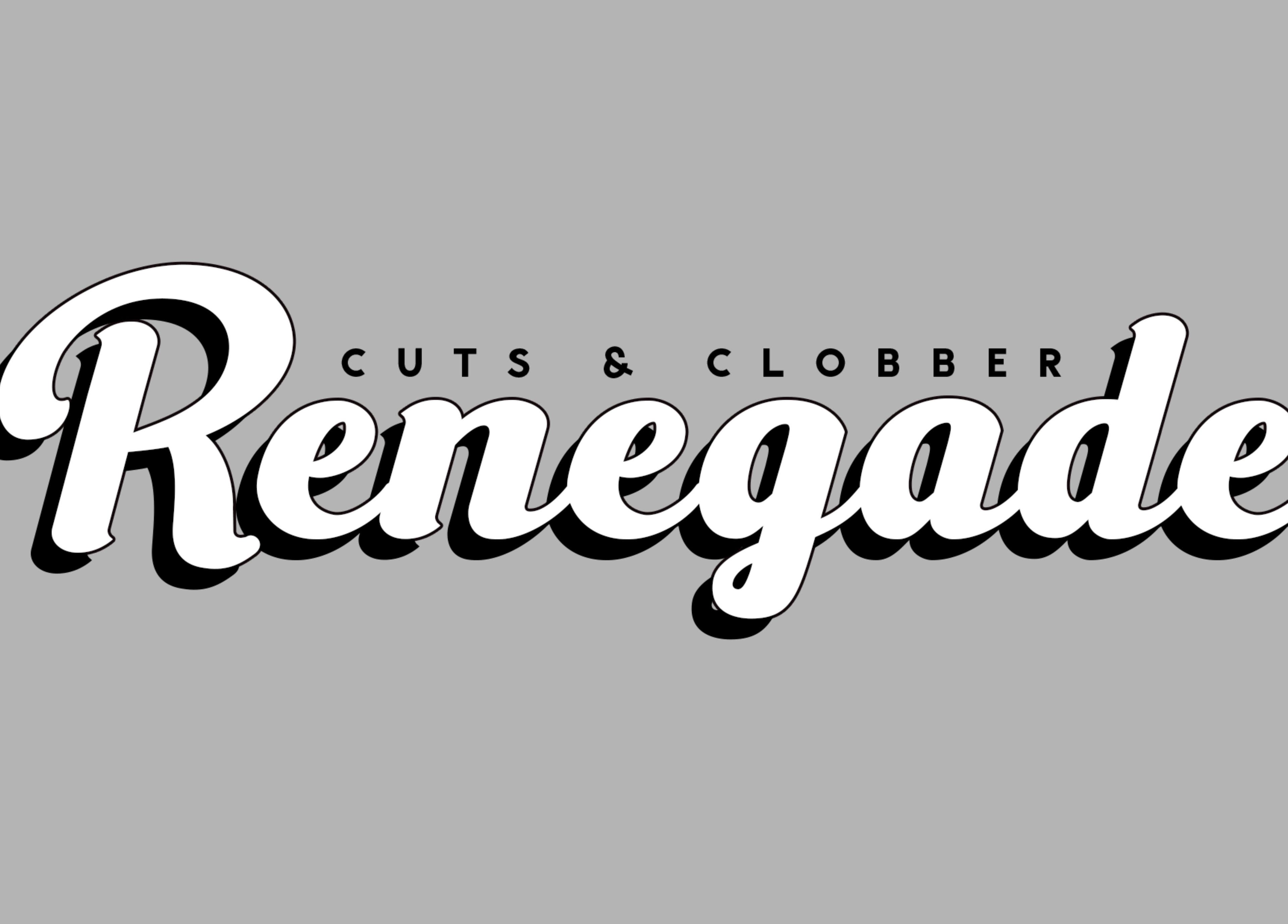 Renegade: Cuts and Clobber logo, Douglas, Douglas, IM. Stylish branding for your beauty and wellness needs.