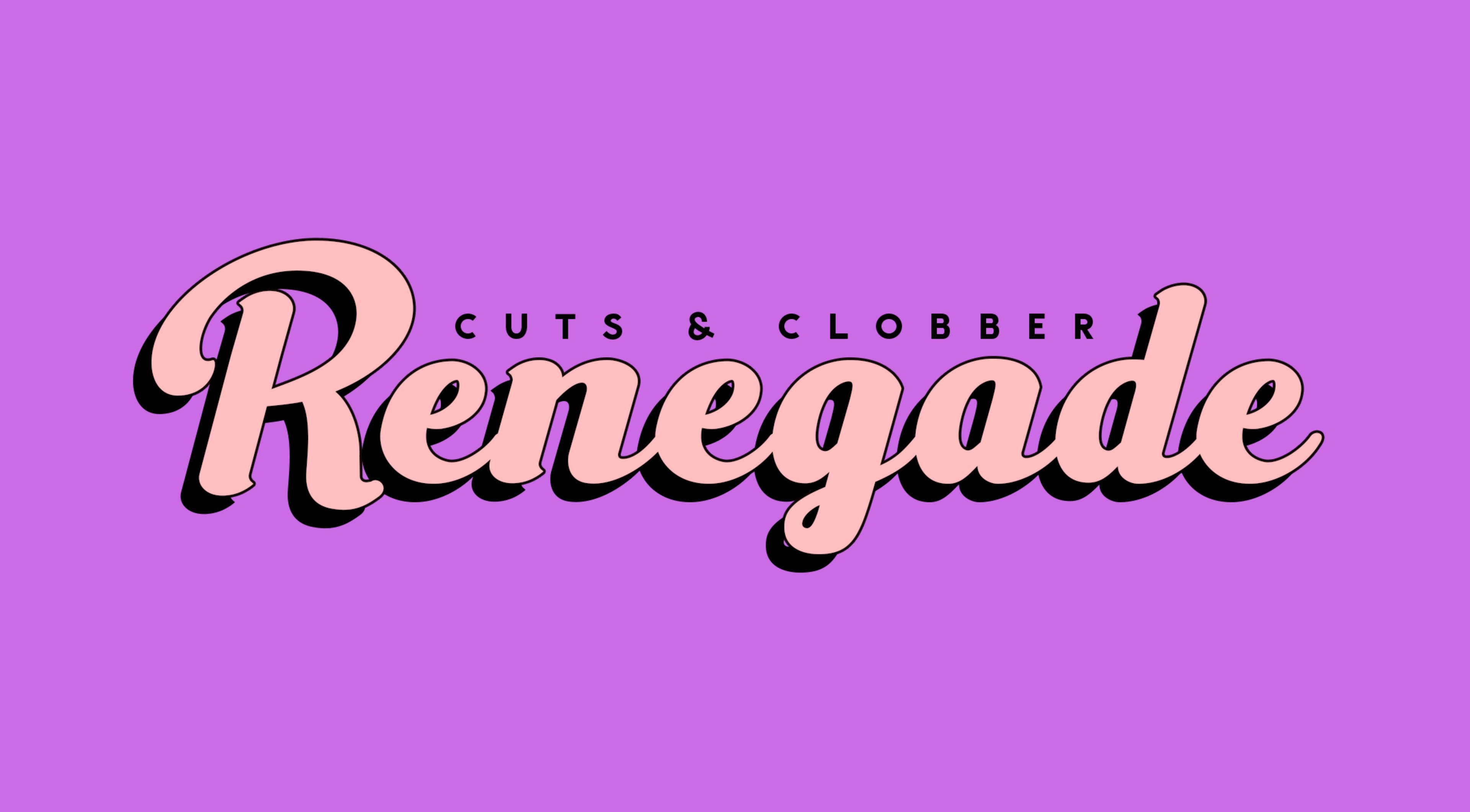 Logo of Renegade: Cuts and Clobber, Douglas, Douglas, IM with purple background.