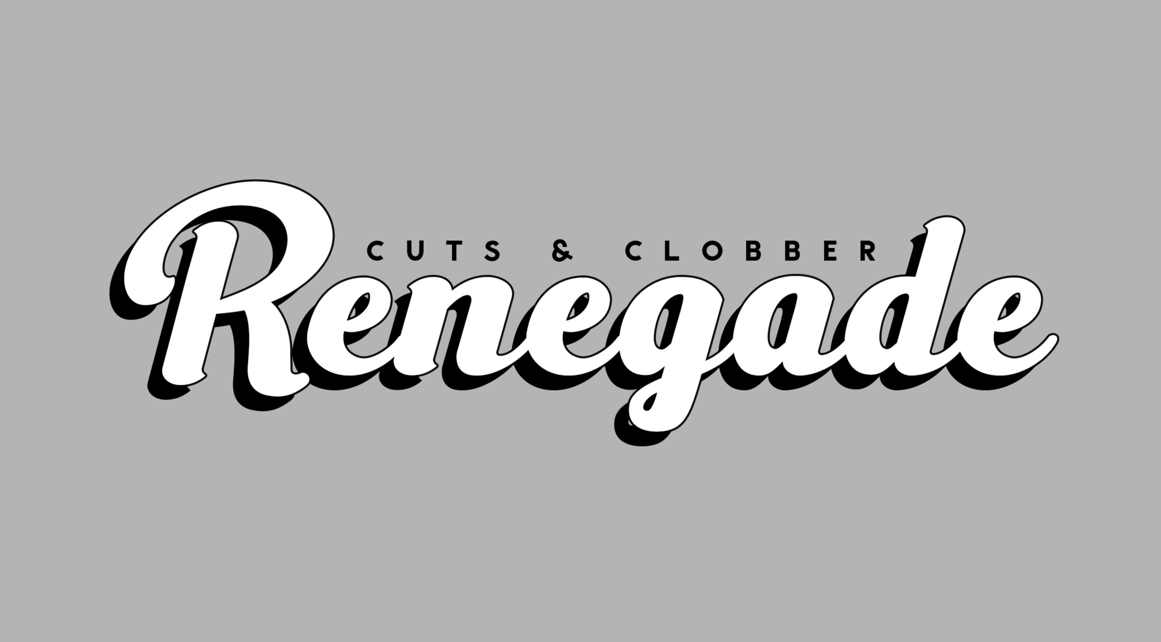 Renegade: Cuts and Clobber logo in Douglas, Douglas, IM on a grey background.