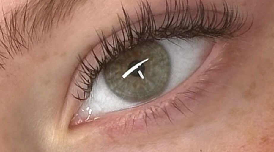 Close-up of enhanced eye lashes at CLS Lash and Brows, Miranda, New South Wales, AU.