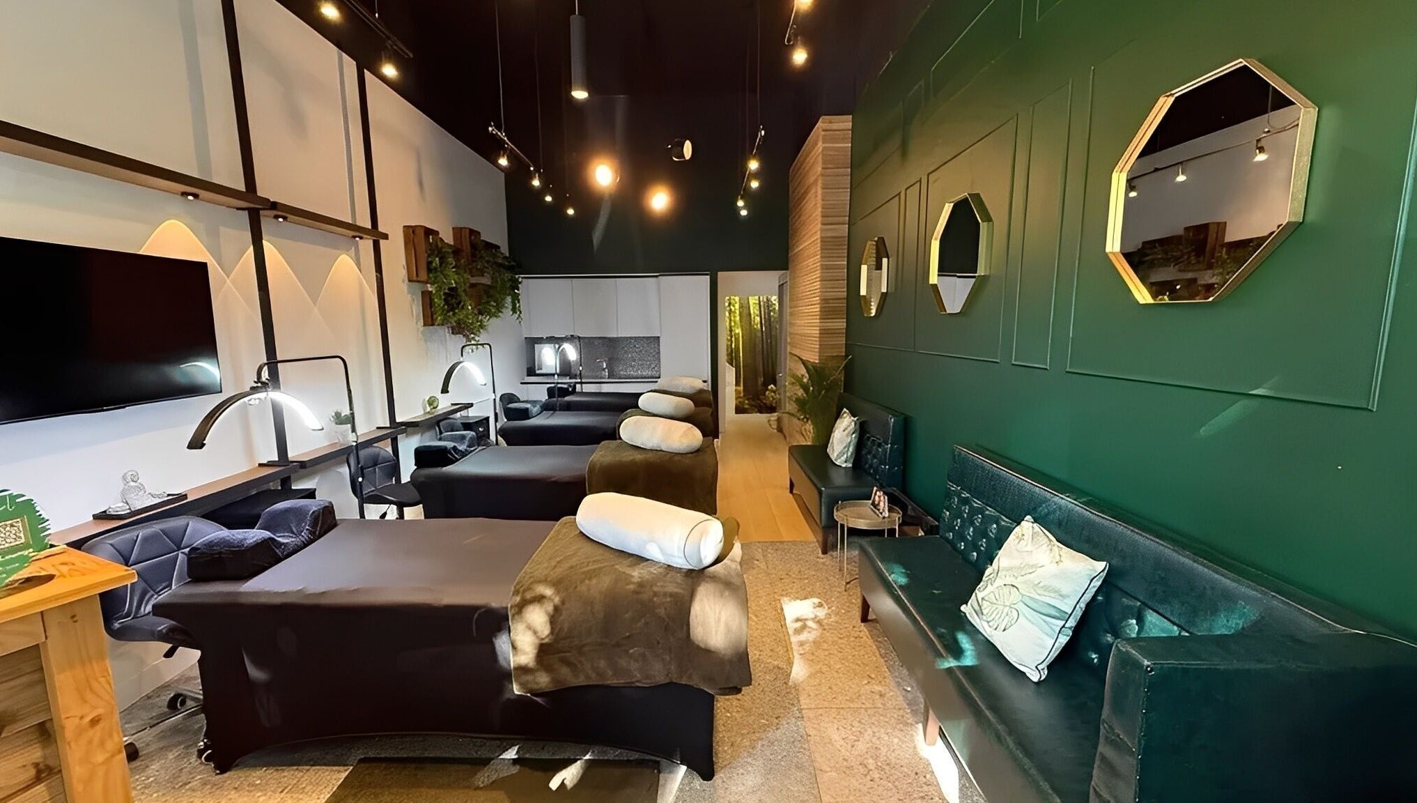 Relaxing interior of London Lash Lounge Ealing, London, England, GB with plush seating and modern decor.