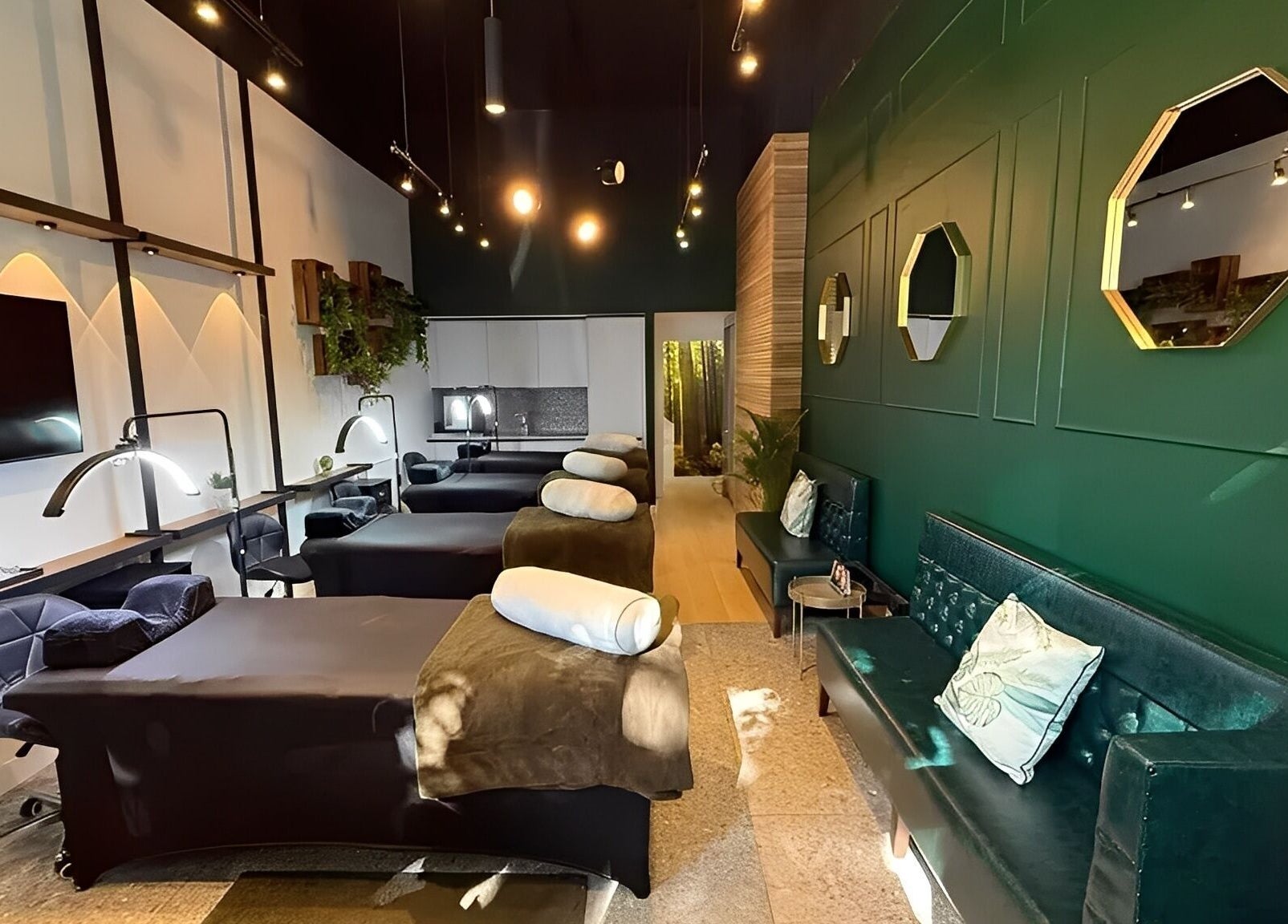 Relaxing interior of London Lash Lounge Ealing, London, England, GB with plush seating and modern decor.