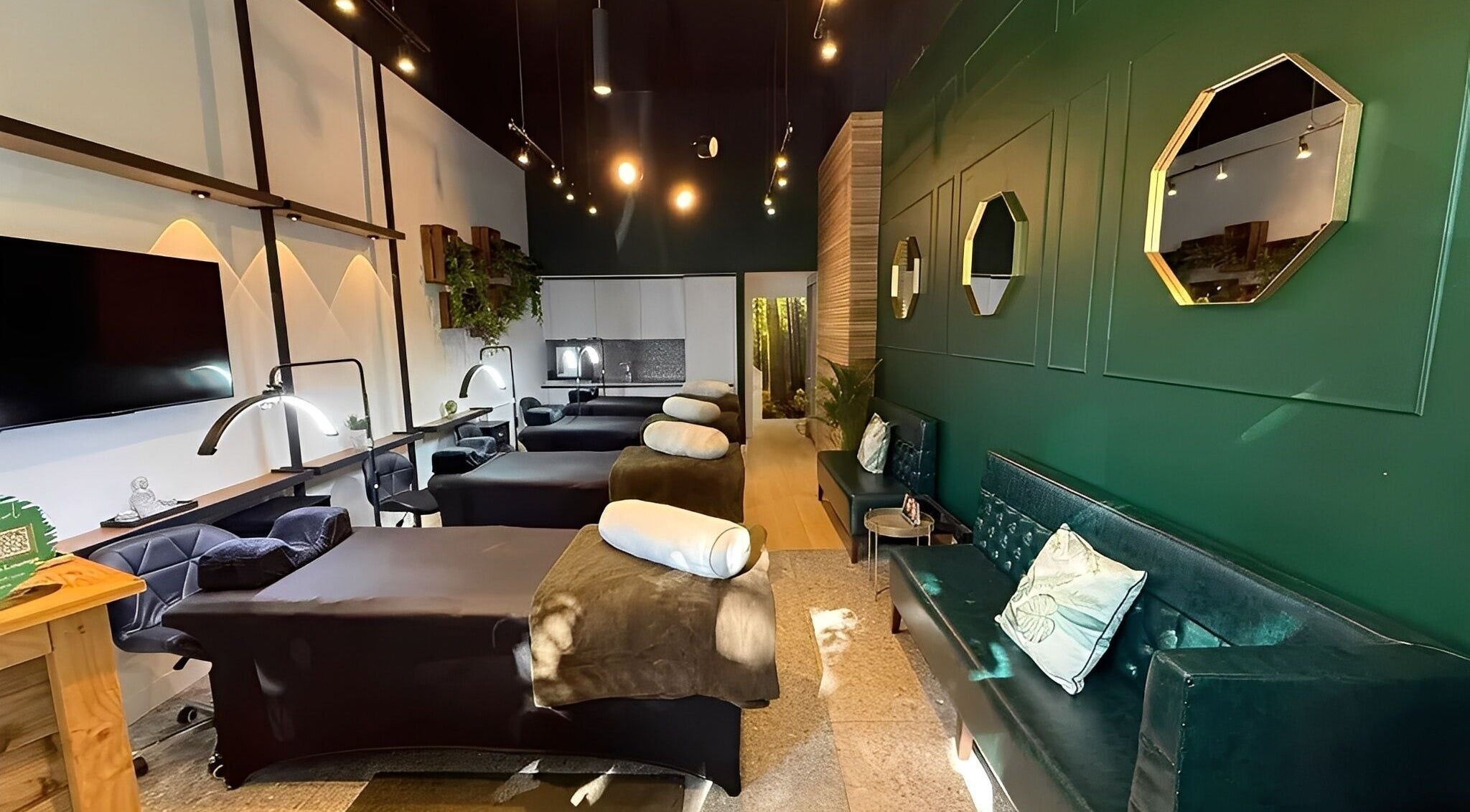 Relaxing interior of London Lash Lounge Ealing, London, England, GB with plush seating and modern decor.