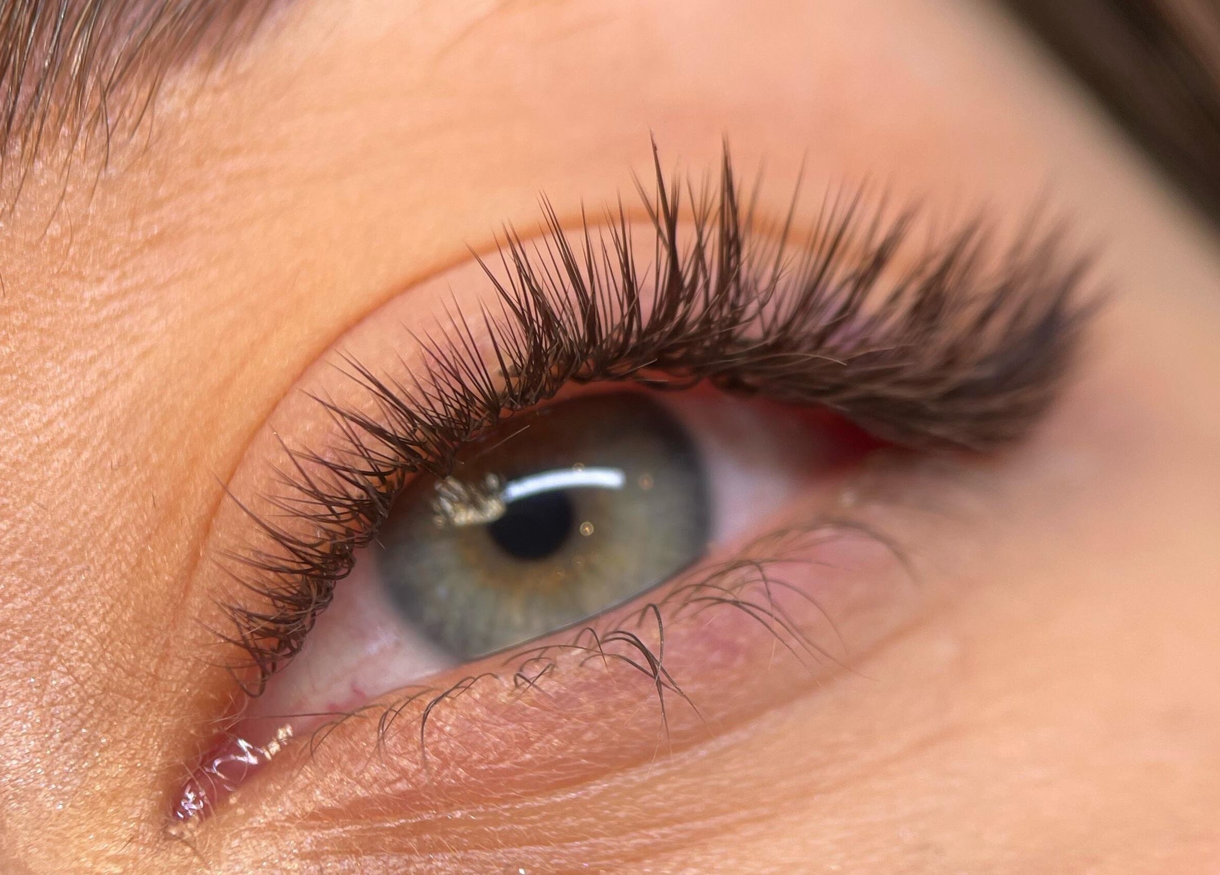 Close-up of enhanced lashes at London Lash Lounge Ealing, London, England, GB.
