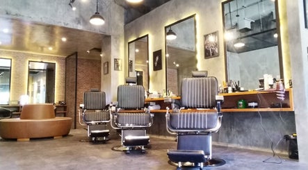 Modern interior of LB Studio featuring sleek salon chairs in Bali, Bali, ID with elegant design and ambient lighting.