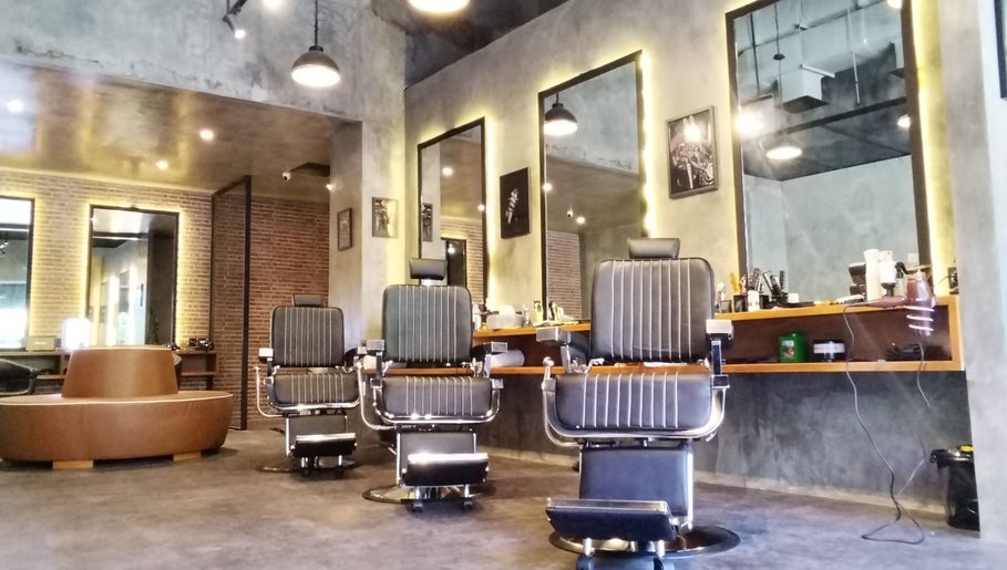 Modern barber chairs at LB Studio, Bali, Bali, ID, showcasing sleek salon interiors.