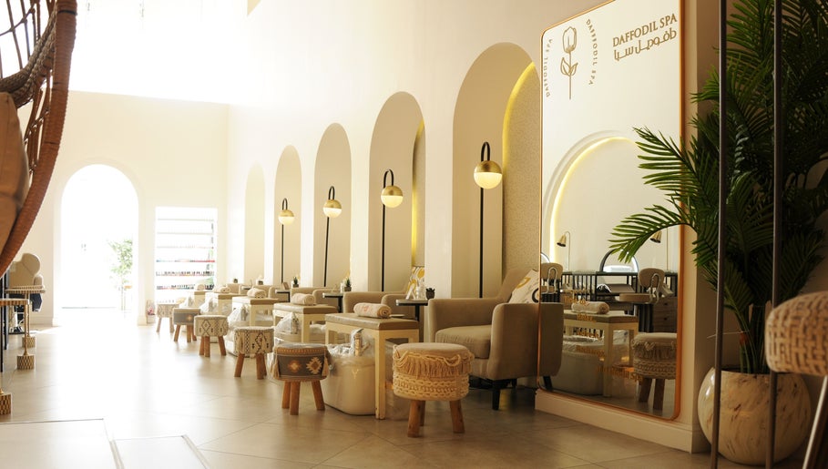 Luxurious interior of Daffodil SPA | دافوديل سبا in الرياض, منطقة الرياض, SA featuring chic decor and plush seating.
