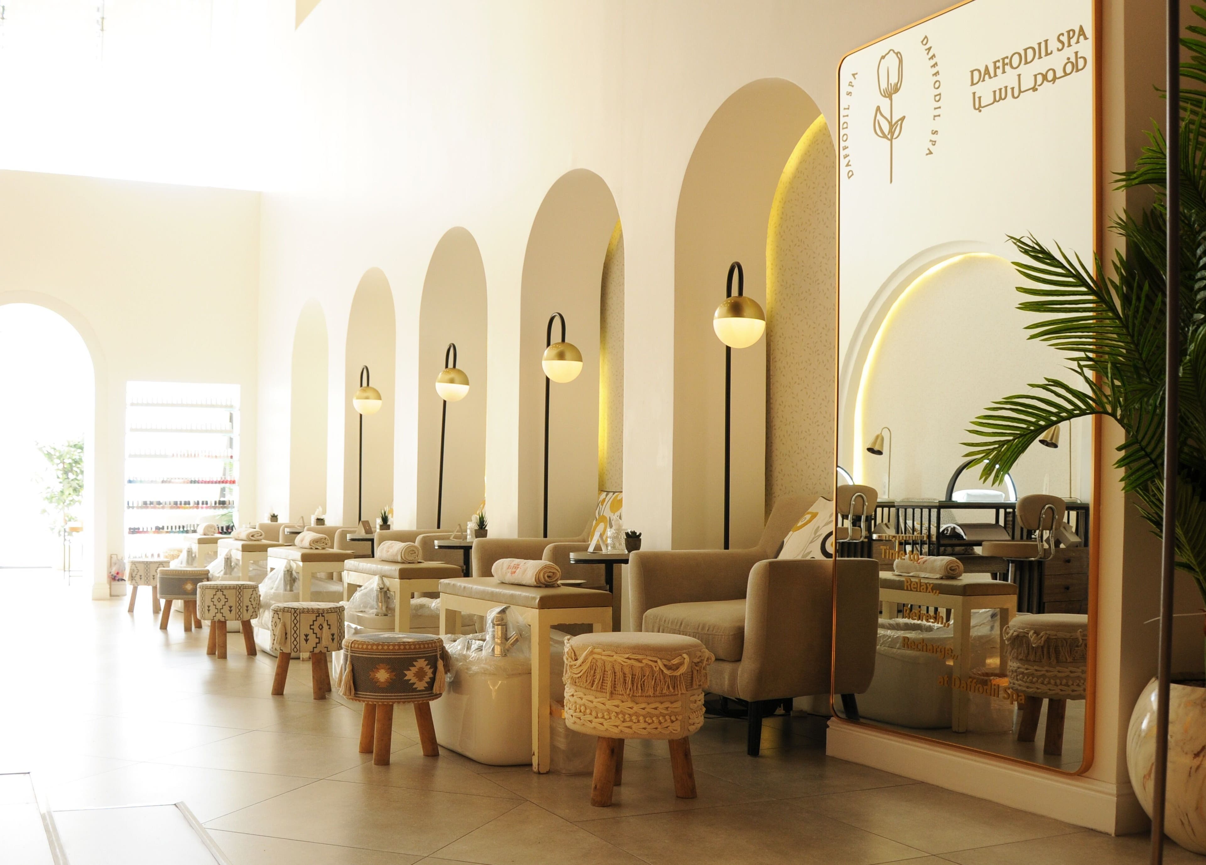 Luxurious interior of Daffodil SPA | دافوديل سبا in الرياض, منطقة الرياض, SA featuring chic decor and plush seating.