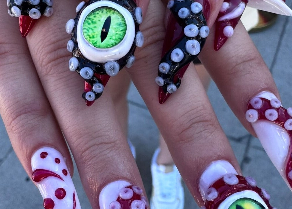Intricate octopus-themed nail art at Blink Nail Spa (2) in Los Angeles, California, US.