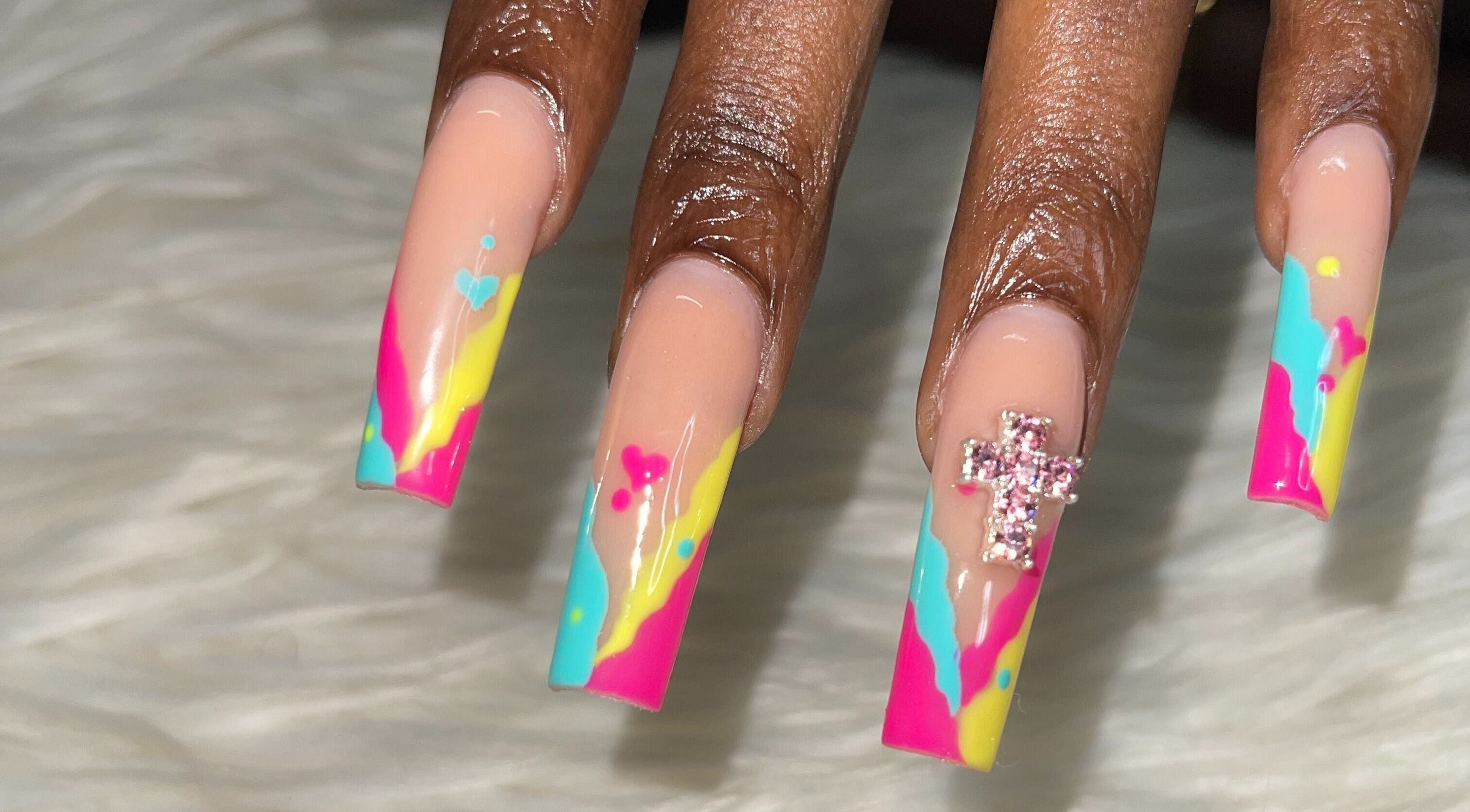 Vibrant neon nail art at TheNailBar, Demerara-mahaica, Demerara-mahaica, GY, featuring colorful designs and embellishments.