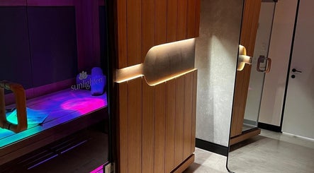 A relaxing sauna at Chill Wellness in Auckland, Auckland, NZ with ambient lighting for ultimate tranquility.