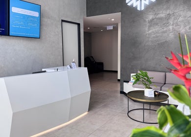 Modern reception at Chill Wellness, Auckland, NZ featuring sleek design and relaxing atmosphere.