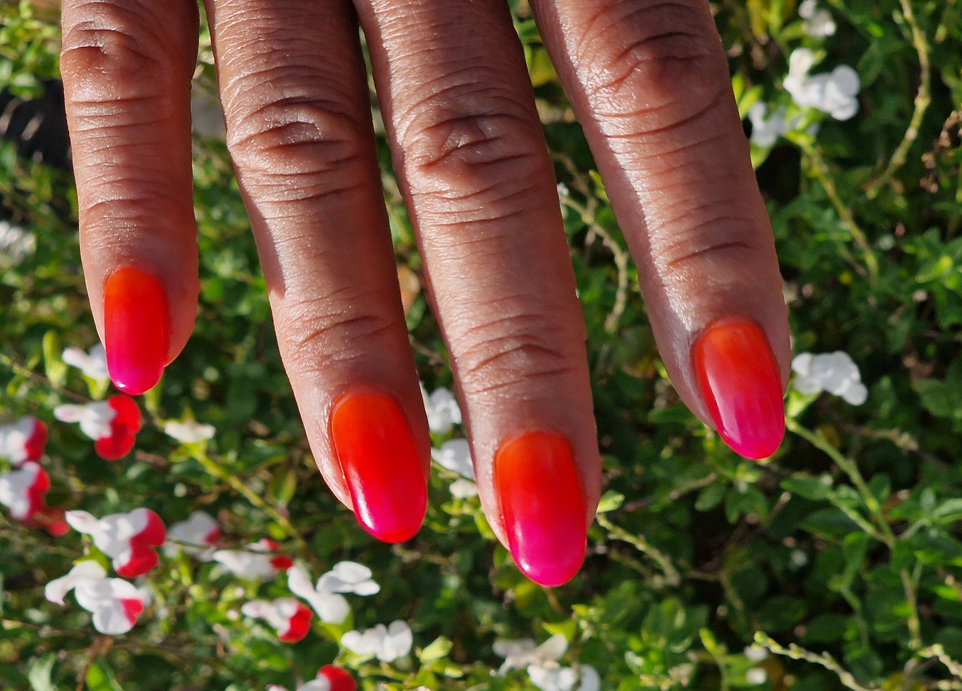 Bright ombre nails beautifully styled at Perfectly Polished with Kirsty, Northampton, England, GB.