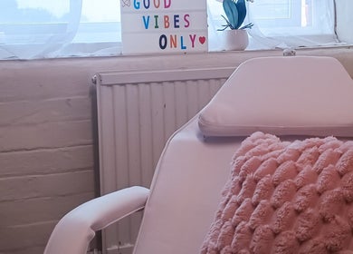 Relax in the comforting lounge chair at The Rainbow Studio, Southampton, GB, surrounded by positive vibes decor.