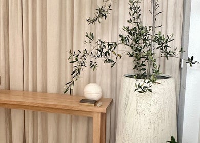 Peaceful corner at Aiyana Integrated Wellness, Toowoomba City, Queensland, AU with a plant and wooden decor.