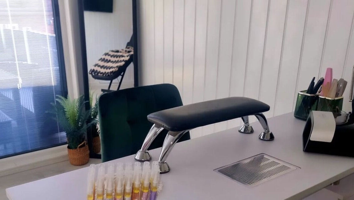Modern nail desk at The Beauty Box, Rowley Regis, England, GB showcases elegance and style.