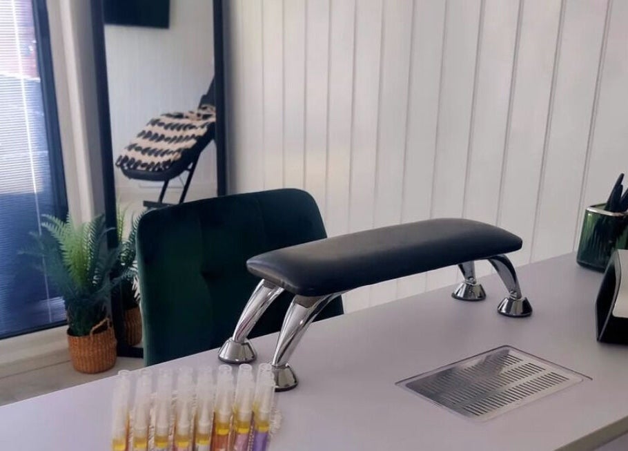 Modern nail desk at The Beauty Box, Rowley Regis, England, GB showcases elegance and style.