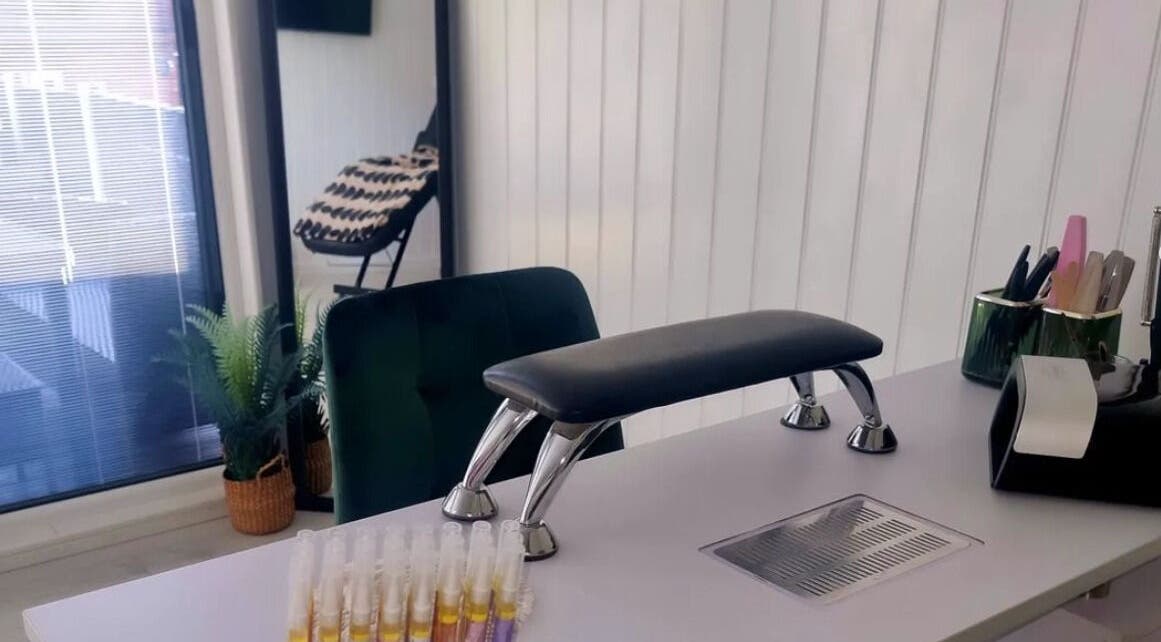 Modern nail desk at The Beauty Box, Rowley Regis, England, GB showcases elegance and style.