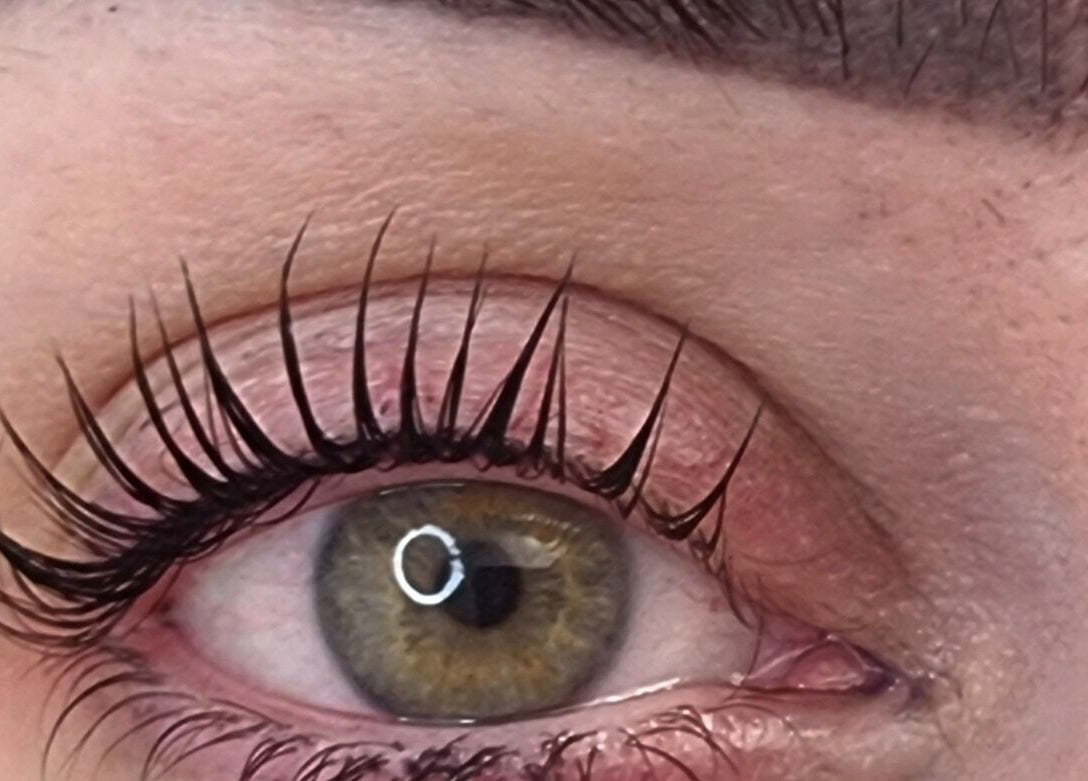 Close-up of enhanced lashes at The Beauty Box, Rowley Regis, England, GB.