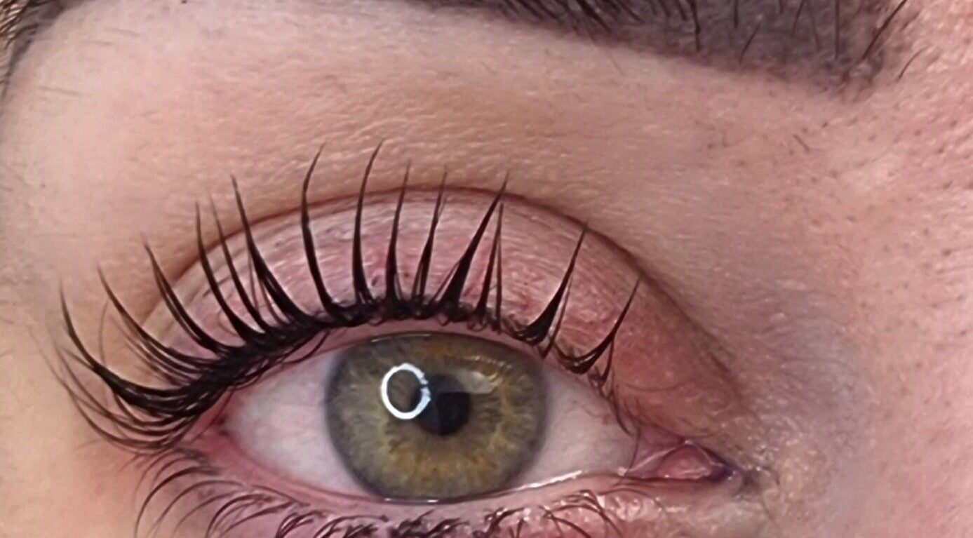 Close-up of enhanced lashes at The Beauty Box, Rowley Regis, England, GB.