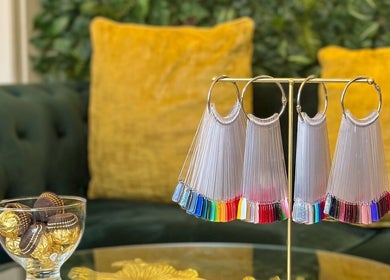 Colorful nail polish samples on display at Chapter1 Salon, Cheltenham, England, GB.